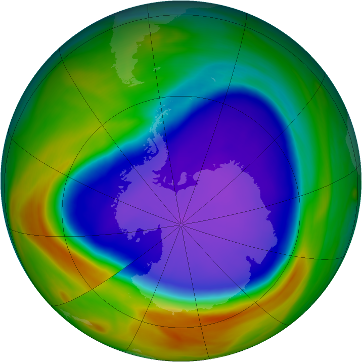 Antarctic ozone map for 30 September 2005